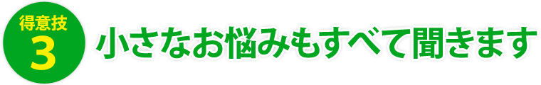 得意技３．小さなお悩みもすべて聞きます