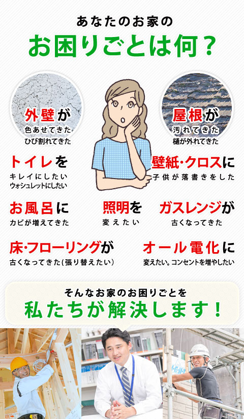 あなたのお家のお困りごとは何？そんなお家のお困りごとを私たちが解決します！